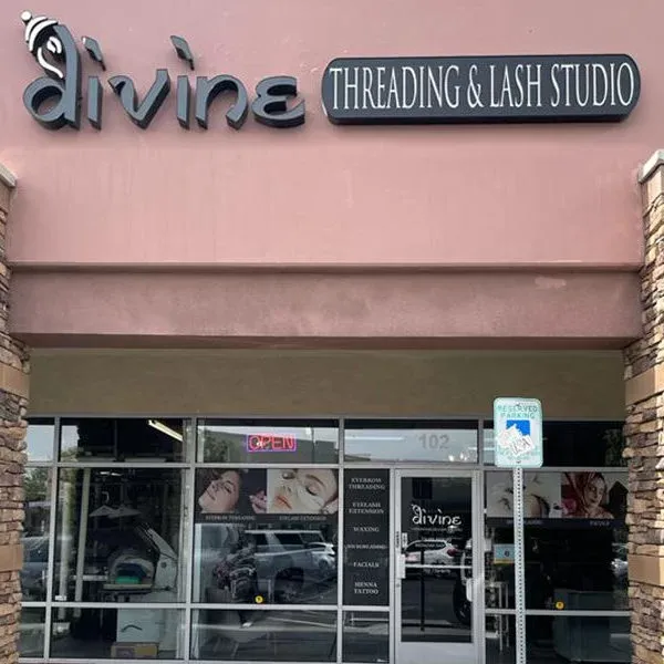 Divine Threading Aliante salon storefront offering professional eyebrow threading and lash care