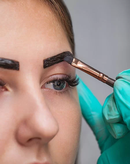 Professional eyebrow tinting treatment for bold, defined brows at Divine Threading and Lash Studio Las Vegas salon.